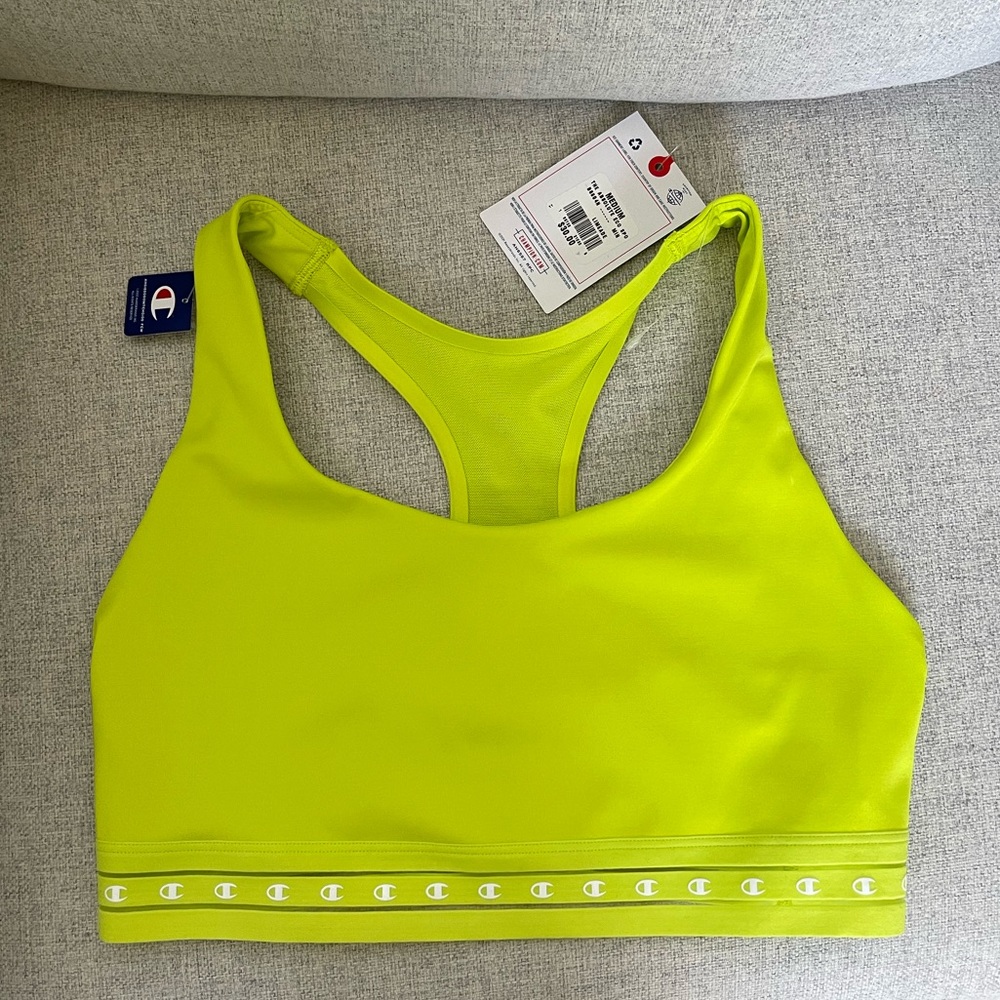 New Champion neon yellow sports bra